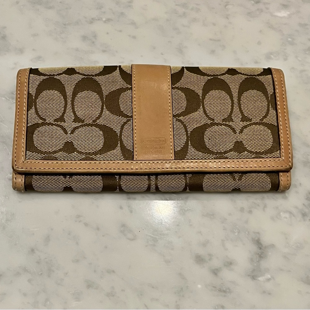 Coach Brown and Tan Signature Wallet